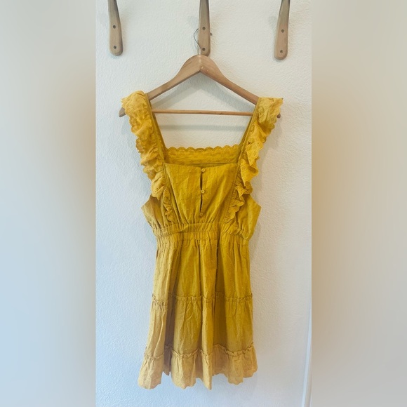Altar'd State Mustard Yellow Ruffle Strap Mini Dress Size Small - Picture 2 of 3